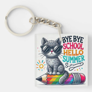 Porte-clés Chat mignon sur une illustration de crayon célébra