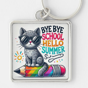 Porte-clés Chat mignon sur une illustration de crayon célébra