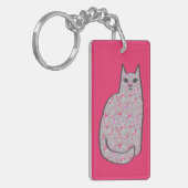 Porte-clés Chat moderne du milieu du siècle, Fuchsia rose et  (Devant gauche)