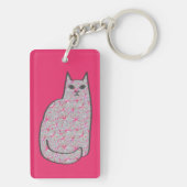 Porte-clés Chat moderne du milieu du siècle, Fuchsia rose et  (Dos)