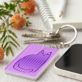 Porte-clés Chat moderne du milieu du siècle, orchidée et viol (Devant droit)