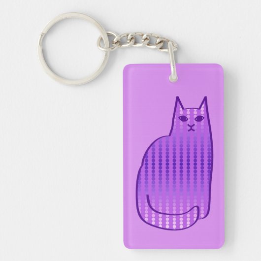 Porte-clés Chat moderne du milieu du siècle, orchidée et viol (Devant)