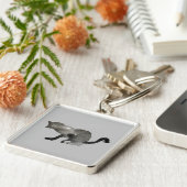 Porte-clés Chat monochrome couleur noir (Côté)