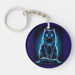 Porte-clés Chat néon fond vif-97948
