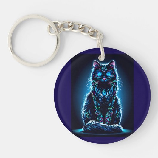 Porte-clés Chat néon fond vif-97948 (Devant)