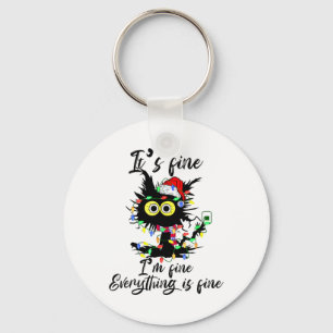 Porte-clés Chat Noël C'est Bon Je Suis Fin Tout Est Correct