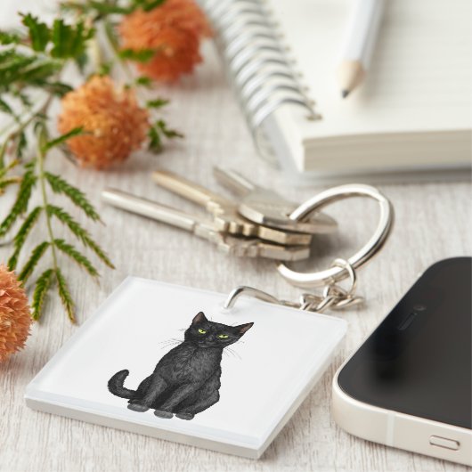 Porte-clés chat noir (Devant Droit)