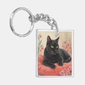Porte-clés Chat noir au repos (Devant gauche)