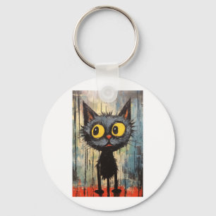 Porte-clés Chat noir aux yeux jaunes