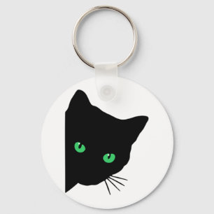 Porte-clés chat noir aux yeux verts