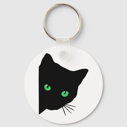 Porte-clés chat noir aux yeux verts (Recto)