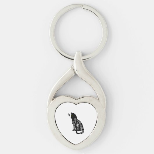 Porte-clés Chat noir aux yeux verts (Devant)