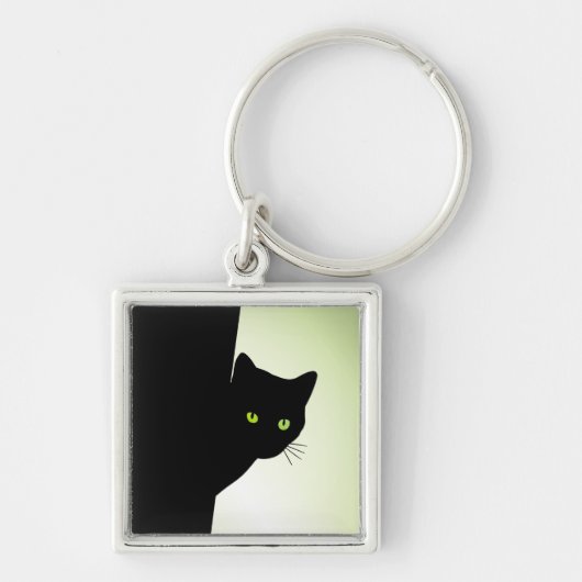 Porte-clés Chat noir aux yeux verts (Devant)