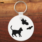 Porte-clés Chat noir avec chauve-souris (Recto)