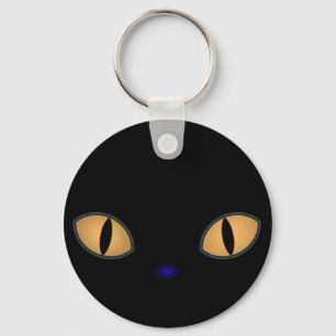 Porte-clés Chat Noir Avec Gros Oeil Orange