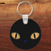 Porte-clés Chat Noir Avec Gros Oeil Orange (Recto)