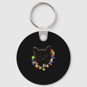 Porte-clés Chat noir avec lumières de Noël
