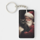 Porte-clés Chat noir avec Noël Festif du Père Noël (Devant)