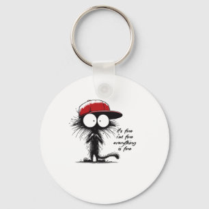 Porte-clés Chat noir C'est bon Je vais bien Tout va bien Fu