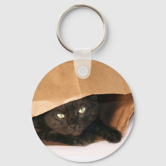 Porte-clés Chat noir dans un sac porte - clé