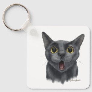 Porte-clés Chat noir de dessin animé drôle