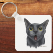 Porte-clés Chat noir de dessin animé drôle (Recto)