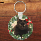 Porte-clés Chat Noir de Noël (Recto)