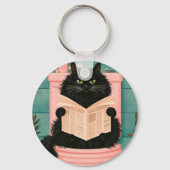 Porte-clés Chat noir de salle de bain drôle (Recto)