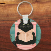 Porte-clés Chat noir de salle de bain drôle (Recto)
