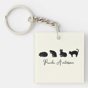 Porte-clés Chat noir drôle mignon personnalisable