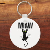 Porte-clés Chat Noir Drôle qui griffe "MIAW" Graphique (Verso)