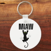 Porte-clés Chat Noir Drôle qui griffe "MIAW" Graphique (Recto)