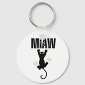 Porte-clés Chat Noir Drôle qui griffe "MIAW" Graphique (Verso)