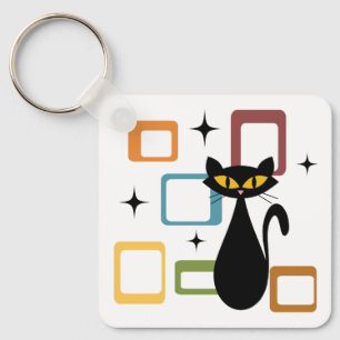 Porte-clés Chat noir du milieu du siècle