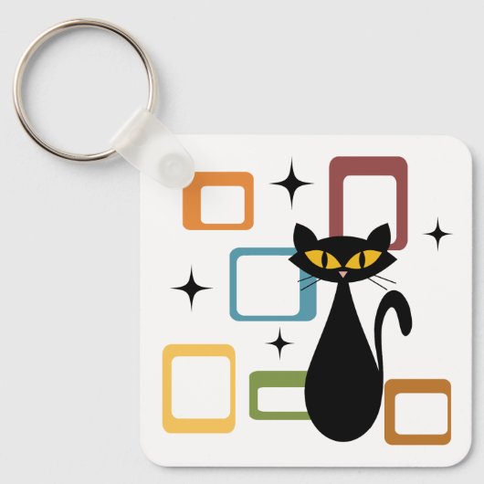 Porte-clés Chat noir du milieu du siècle (Recto)