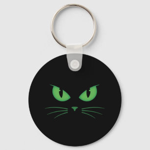 Porte-clés Chat noir effrayant aux yeux verts
