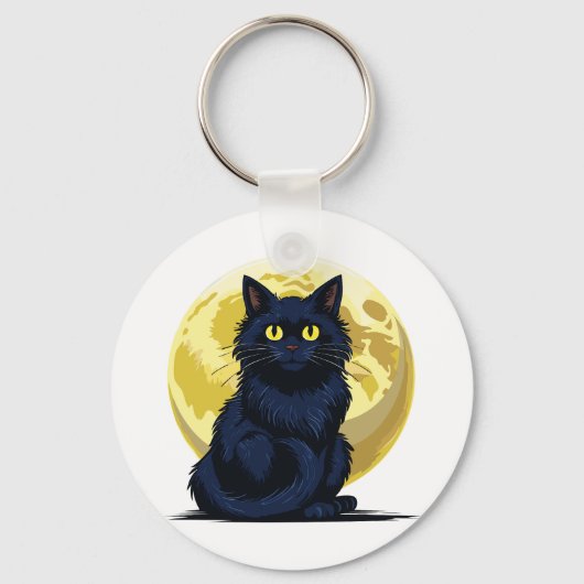Porte-clés Chat noir en colère (Recto)