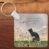Porte-clés Chat noir en fleurs (Recto)