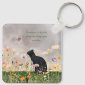 Porte-clés Chat noir en fleurs (Dos)