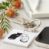 Porte-clés Chat noir et blanc (Devant Droit)