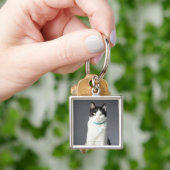 Porte-clés Chat noir et blanc (main)