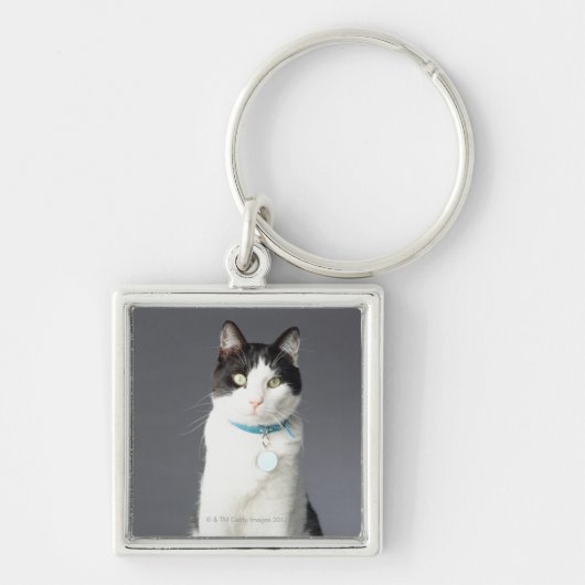 Porte-clés Chat noir et blanc (Devant)