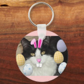 Porte-clés Chat noir et blanc de Pâques (Recto)