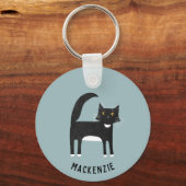 Porte-clés Chat noir et blanc Personnalisé (Recto)