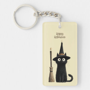 Porte-clés Chat noir fantaisiste Joyeux Halloween