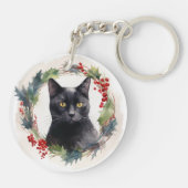Porte-clés Chat noir Fête de couronnes de Noël Kitten (Dos)