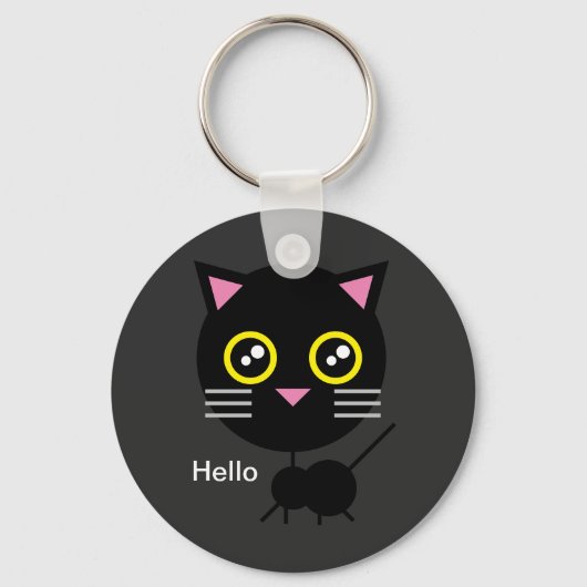 Porte-clés Chat noir géométrique (Recto)