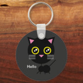Porte-clés Chat noir géométrique (Recto)