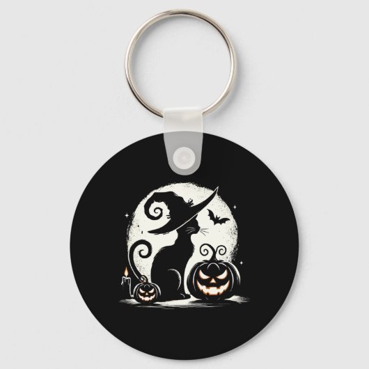 Porte-clés Chat noir Halloween amateurs de chats Performance (Recto)