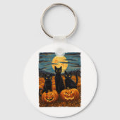 Porte-clés Chat noir Halloween Amoureux de les chats Starry N (Recto)